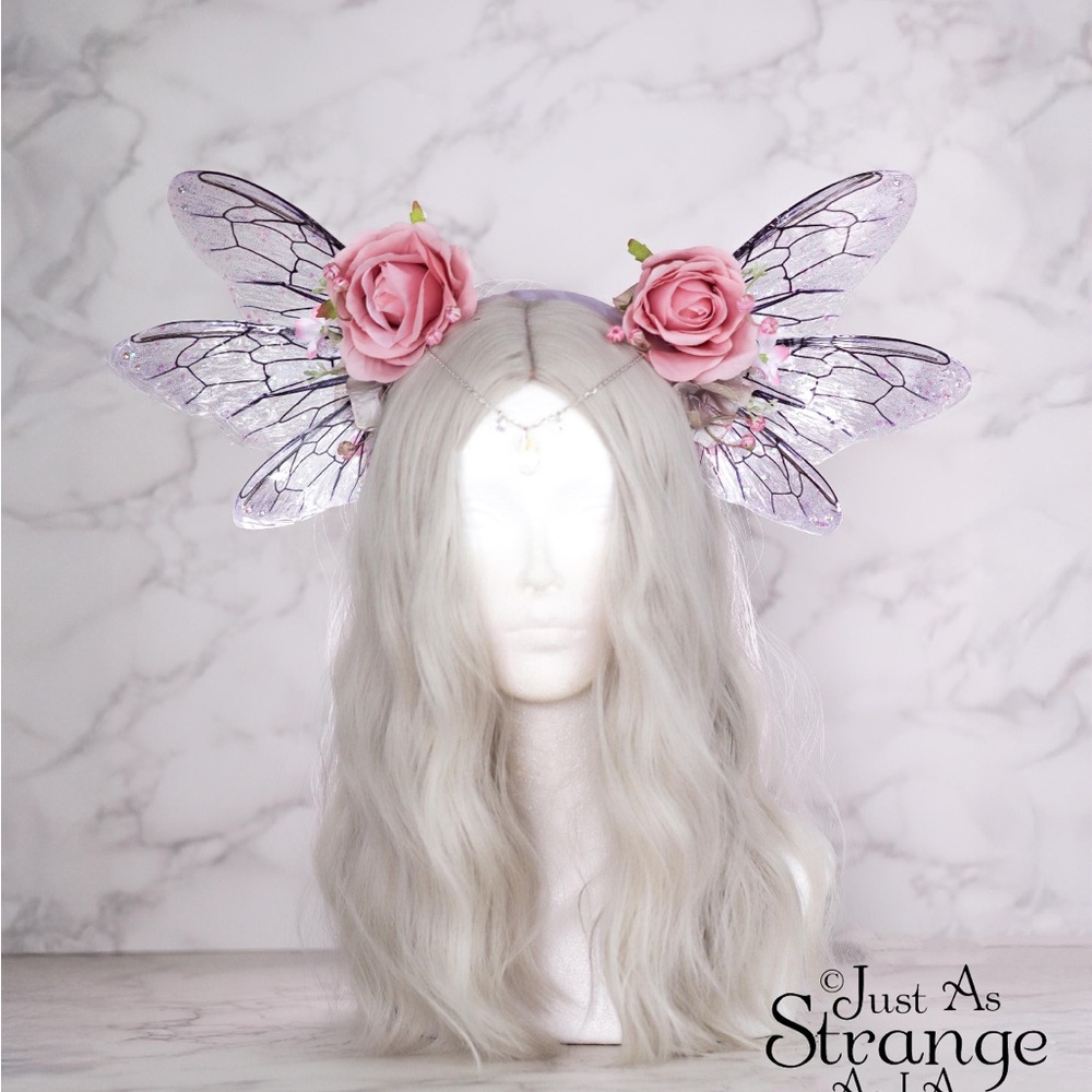 Fairy Wing Headband with Pink Roses